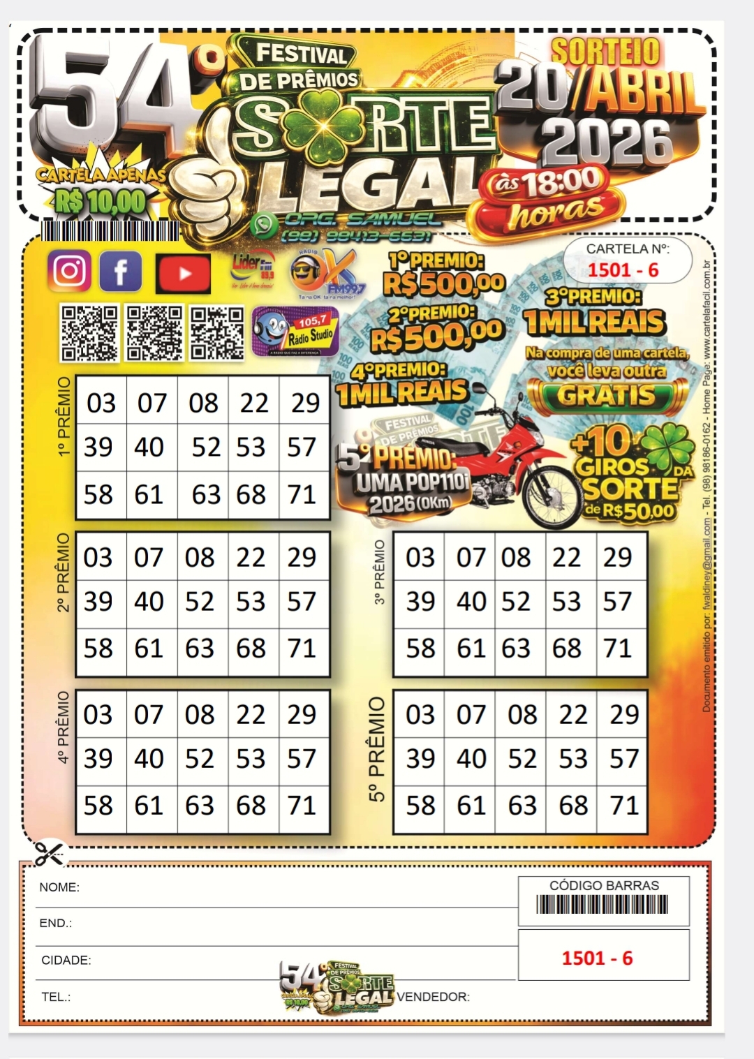 Festival de Prêmios — Sorte Legal